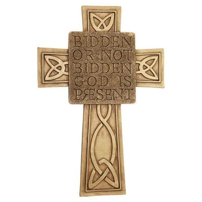 Toscano God Is Present Celtic Cross Plaque  EU33794