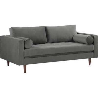 Tov Furniture Cave Ash Gray Velvet Loveseat REN-L01142