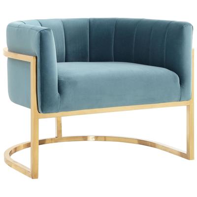 Tov Furniture Magnolia Sea Blue Chair with Gold Base TOV-A144