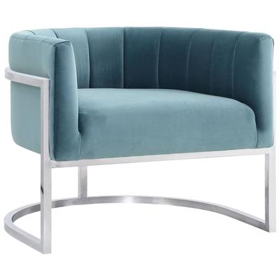 Tov Furniture Magnolia Sea Blue Chair with Silver Base TOV-A147
