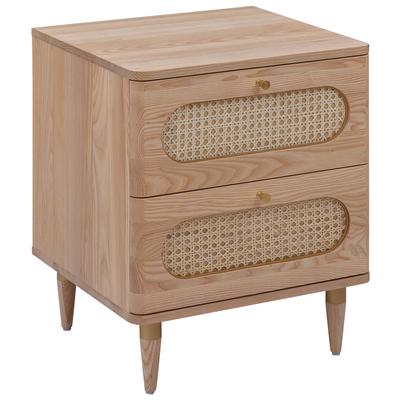 Tov Furniture Night Stands, Natural, Cane,Iron,Wood, Bedroom Furniture, Nightstands, 793611836372, TOV-B44161,Smal (Under 23 in.),Narrow (Under 21 in.)