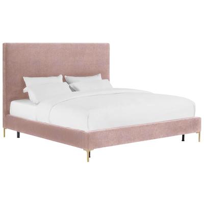 Tov Furniture Delilah Blush Textured Velvet Bed in Queen TOV-B6265