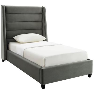Tov Furniture Beds, Gray,Grey, Upholstered,Wood, King,Queen,Twin, Grey, Velvet, Bedroom Furniture, Beds, 793611828032, TOV-B6331
