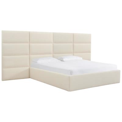 Tov Furniture Beds, Cream,beige,ivory,sand,nude, Wood, King, Cream, Boucle,Wood, Bedroom Furniture, Beds, 793580629203, TOV-B68730-WINGS
