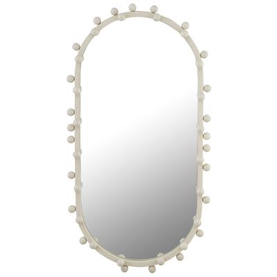 Tov Furniture Mirrors, Oval, Ivory, Glass,Iron,MDF, Decor, Mirrors, 793580618122, TOV-C18414