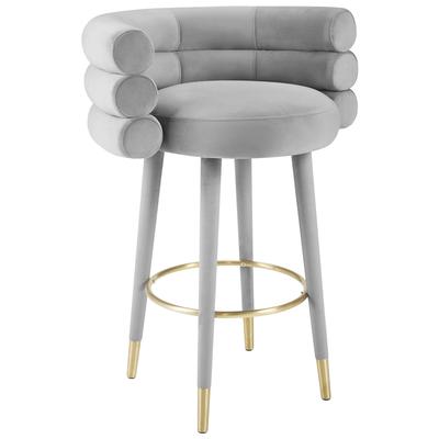 Tov Furniture Bar Chairs and Stools, Gray,Grey, Bar,Counter, Velvet, Grey, Birch,Plywood,Velvet, Dining Room Furniture, Stools, 793611831230, TOV-D6452