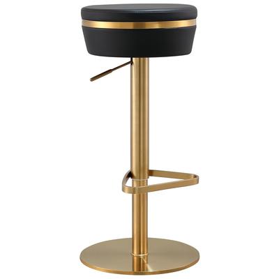 Tov Furniture Chairs, Black,ebonyGold,Green,emerald,tealWhite,snow, Stools,Stool, Black, MDF,Stainless Steel,Vegan Leather, Dining Room Furniture, Stools, 793580615008, TOV-D68297