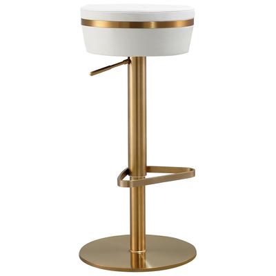 Tov Furniture Astro White and Gold Adjustable Stool TOV-D68298