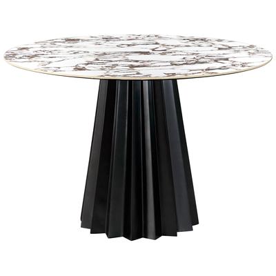 Tov Furniture Dining Room Tables, Round, Black,White,Wood,MDF,Plywood,Oak, Black,White Marble, Ceramic,MDF,Resin, Dining Room Furniture, Dining Tables, 793580627063, TOV-D68688,Standard (28-33 in)