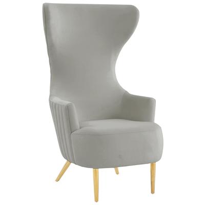 Tov Furniture Julia Grey Velvet Channel Tufted Wingback Chair TOV-IHS68510