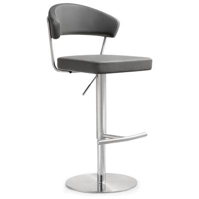 Tov Furniture Bar Chairs and Stools, Gray,Grey, Bar, Footrest, Grey, Stainless Steel, Dining Room Furniture, Stools, 641676979148, TOV-K3629