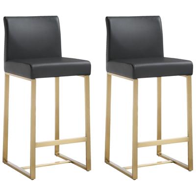 Tov Furniture Bar Chairs and Stools, Black,ebonyGold, Bar,Counter, Footrest, Black, Stainless Steel, Dining Room Furniture, Stools, 806810354001, TOV-K3671