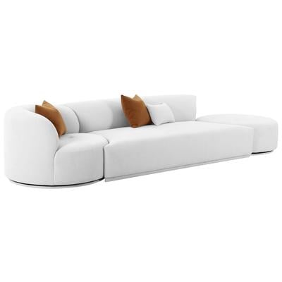 Tov Furniture Fickle Grey Velvet 3-Piece Chaise Modular Sofa TOV-L6866-G-SO2