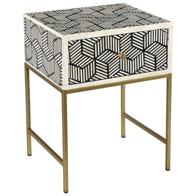 Tov Furniture Accent Tables, Accent Tables,accentSide Tables,side, Black and White, Bone Inlay, Bedroom Furniture, Nightstands, 793611829565, TOV-OC18234