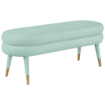 Tov Furniture Ottomans and Benches, Green,emerald,teal, Sea Foam Green, Velvet, Living Room Furniture, Benches, 793611832565, TOV-OC68124