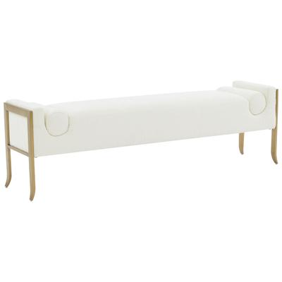 Tov Furniture Ottomans and Benches, Cream,beige,ivory,sand,nudeGreen,emerald,teal, Cream, Stainless Steel,Velvet,Wood, Living Room Furniture, Benches, 793580625816, TOV-OC68642