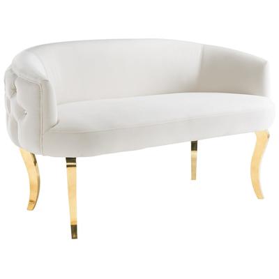 Tov Furniture Adina White Velvet Loveseat with Gold Legs TOV-S137
