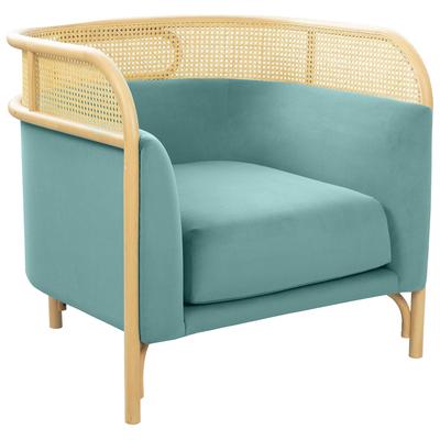 Tov Furniture Chairs, Blue,navy,teal,turquiose,indigo,aqua,Seafoam, Accent Chairs,Accent, Blue, Rattan,Velvet,Wood, Living Room Furniture, Accent Chairs, 793580622129, TOV-S68522