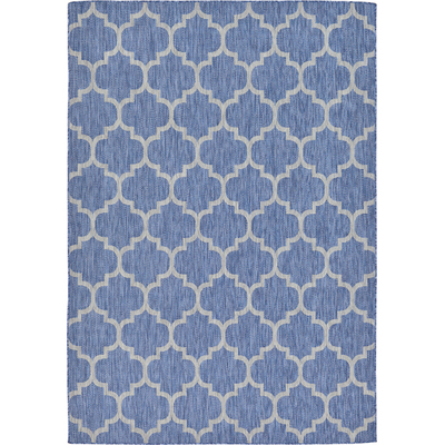 Unique Loom Outdoor Trellis Rug in Navy Blue Rectangular 3128996