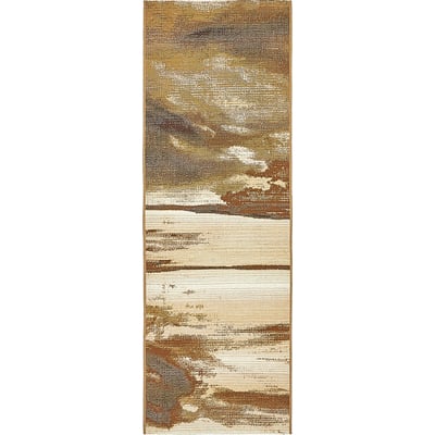 Unique Loom Outdoor Shore Rug in Beige Runner 3138578