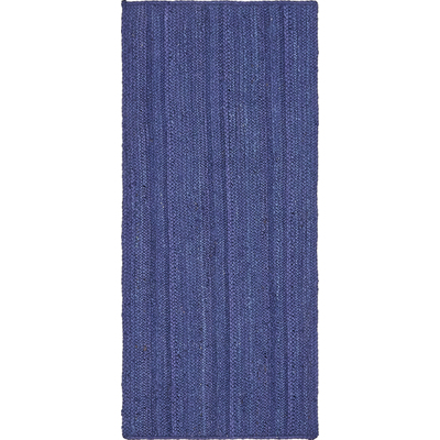 Unique Loom Dhaka Braided Jute Rug in Navy Blue Runner 3138952