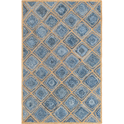 Unique Loom Bengal Braided Jute Rug in Blue Rectangular 3138955