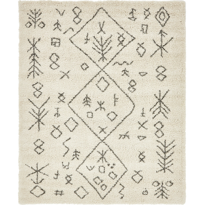 Unique Loom Tribal Rabat Shag Rug in Pure Ivory Rectangular 3139382