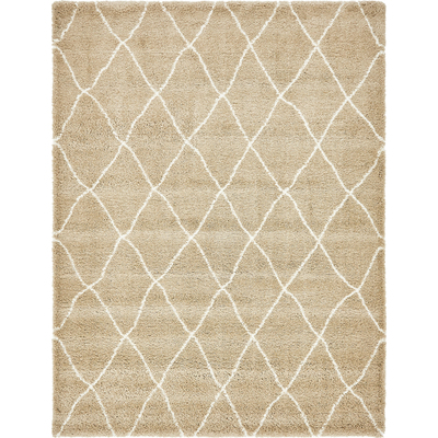 Unique Loom Trellis Rabat Shag Rug in Taupe Rectangular 3139479