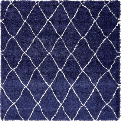 Unique Loom Trellis Rabat Shag Rug in Navy Blue Square 3139483