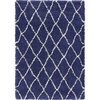 Unique Loom Trellis Rabat Shag Rug in Navy Blue Rectangular 3139484
