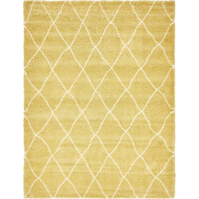 Unique Loom Trellis Rabat Shag Rug in Yellow Rectangular 3139495
