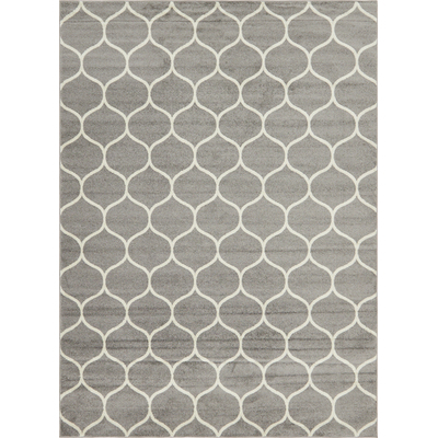 Unique Loom Rounded Trellis Frieze Rug in Light Gray Rectangular 3140856