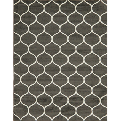 Unique Loom Rounded Trellis Frieze Rug in Dark Gray Rectangular 3140861