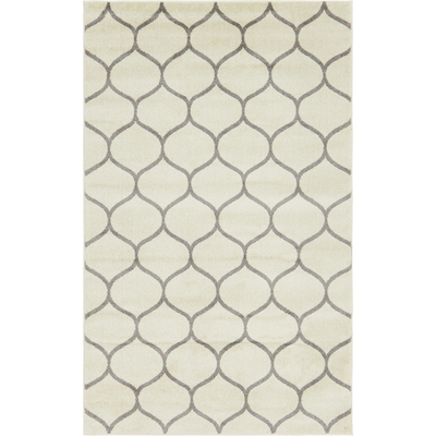 Unique Loom Rounded Trellis Frieze Rug in Ivory Rectangular 3140866