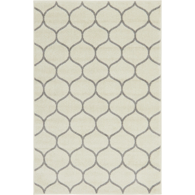 Unique Loom Rounded Trellis Frieze Rug in Ivory Rectangular 3140867