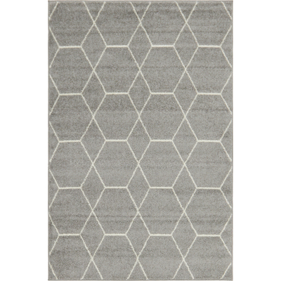 Unique Loom Geometric Trellis Frieze Rug in Light Gray Rectangular 3140887