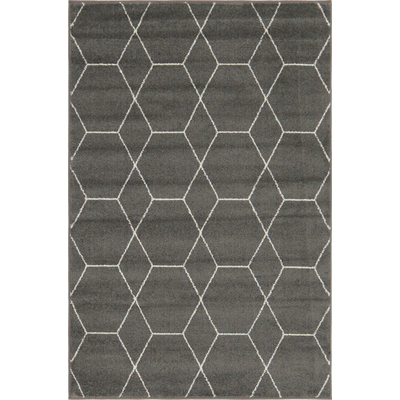 Unique Loom Geometric Trellis Frieze Rug in Dark Gray Rectangular 3140891