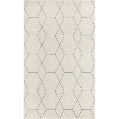 Unique Loom Geometric Trellis Frieze Rug in Ivory Rectangular 3140894