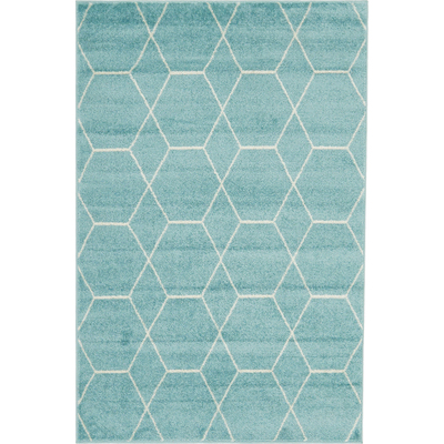 Unique Loom Geometric Trellis Frieze Rug in Light Blue Rectangular 3140899