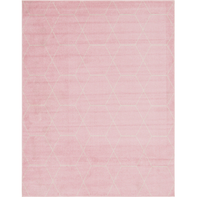 Unique Loom Geometric Trellis Frieze Rug in Light Pink Rectangular 3140901