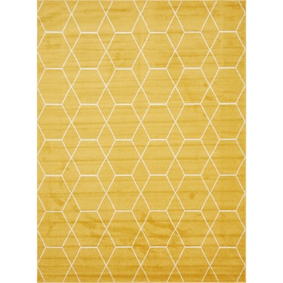 Unique Loom Geometric Trellis Frieze Rug in Yellow Rectangular 3140904