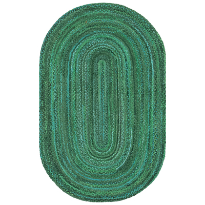 Unique Loom Braided Chindi Rug in Green Oval 3142684