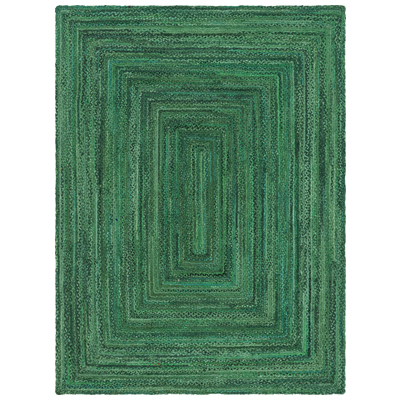 Unique Loom Braided Chindi Rug in Green Rectangular 3142688