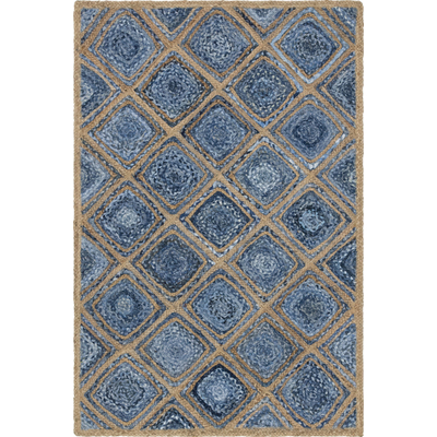 Unique Loom Bengal Braided Jute Rug in Blue Rectangular 3142752