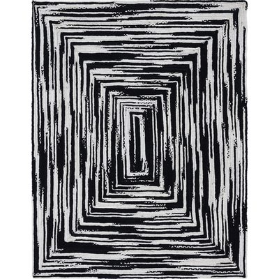 Unique Loom Braided Chindi Rug in Black/White Rectangular 3142875