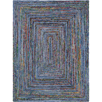 Unique Loom Braided Chindi Rug in Blue/Multi Rectangular 3142938
