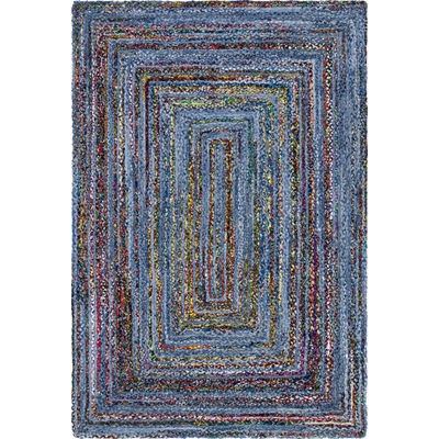Unique Loom Braided Chindi Rug in Blue/Multi Rectangular 3142940