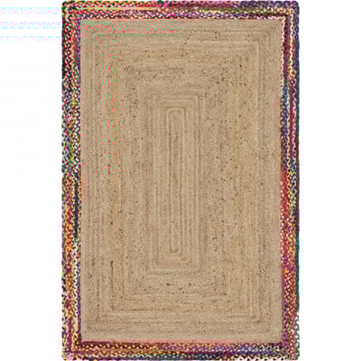 Unique Loom Manipur Braided Jute Rug in Natural Rectangular 3142950