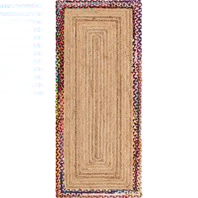 Unique Loom Manipur Braided Jute Rug in Natural Runner 3142953