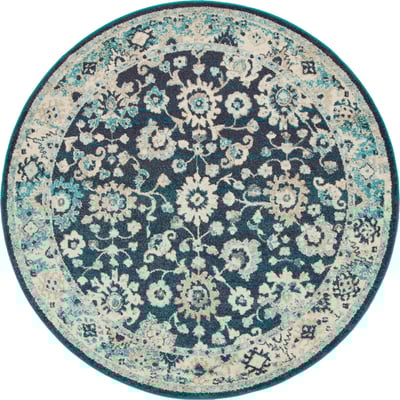 Unique Loom Krystle Penrose Rug in Navy Blue Round 3143470